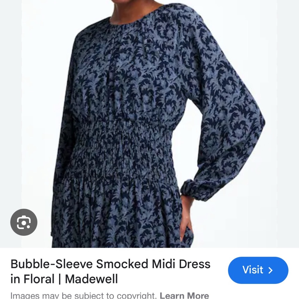 Madewell Navy Floral Smocked Dress